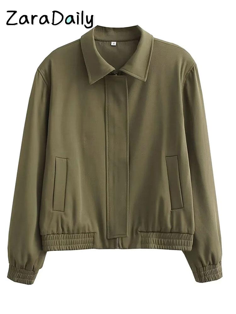 Fashion Bomber Jacket Women 2023 Long Sleeve Turn-down Collar Coats  Spring Female Casual Solid Baseball Jacket High Streetwear