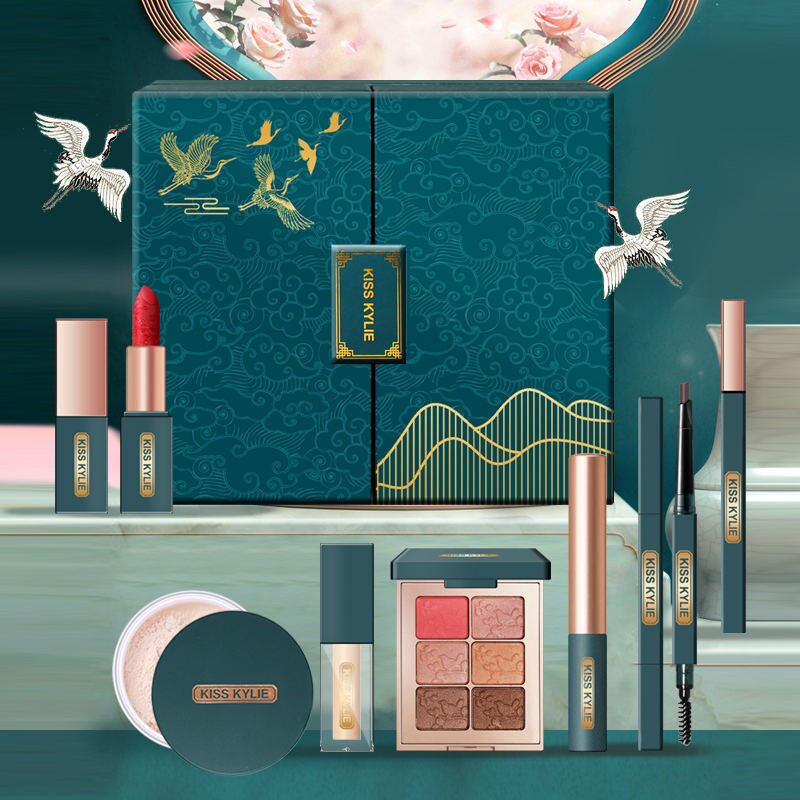 Oriental Classical Thirteen-piece National Wind Carved Ancient Style Lipstick Hydrating Concealer Liquid Loose Powder Makeup Set