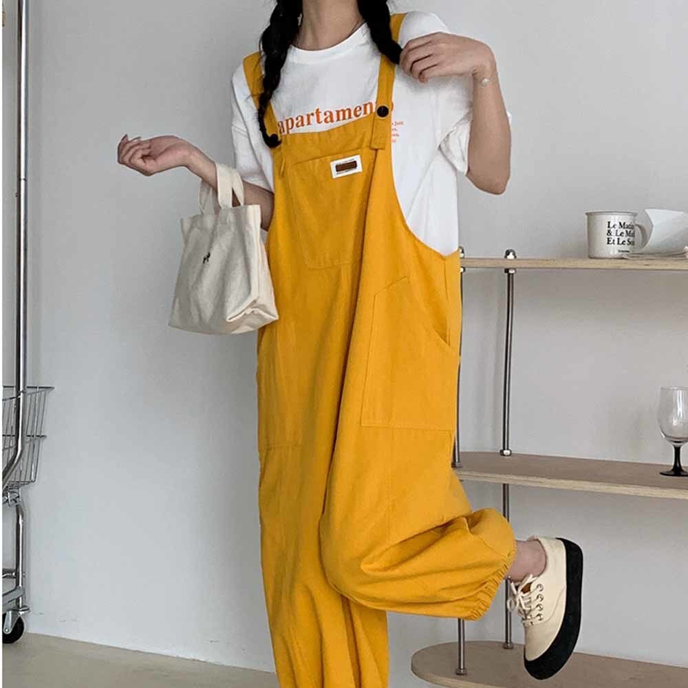 Jumpsuits Women Loose Harajuku Fashion Casual All-match Students Cool Streetwear Strap Design Solid Trendy Stylish New